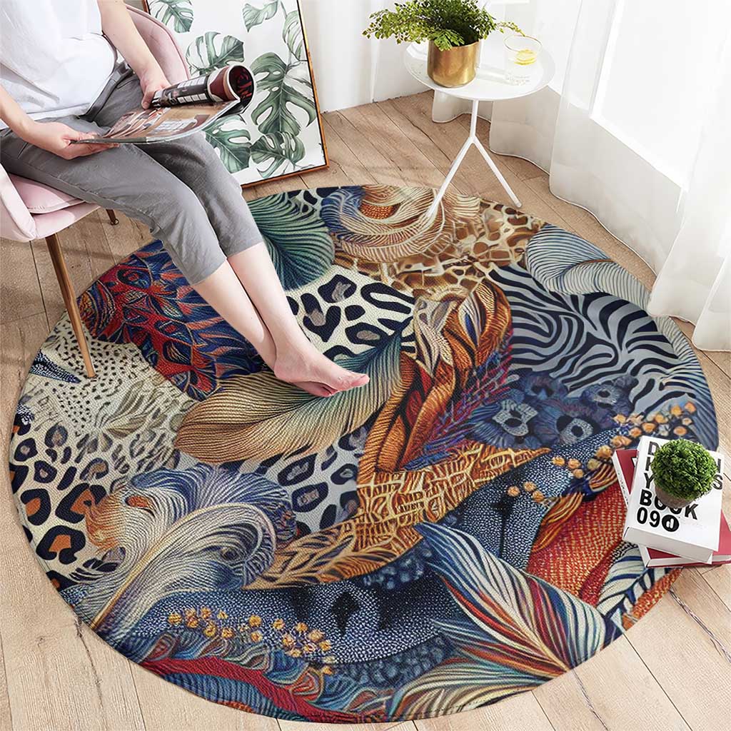 Wild Animal Skins Round Carpet Unique Leopard Zebra And Snake Patterns - Wonder Print Shop
