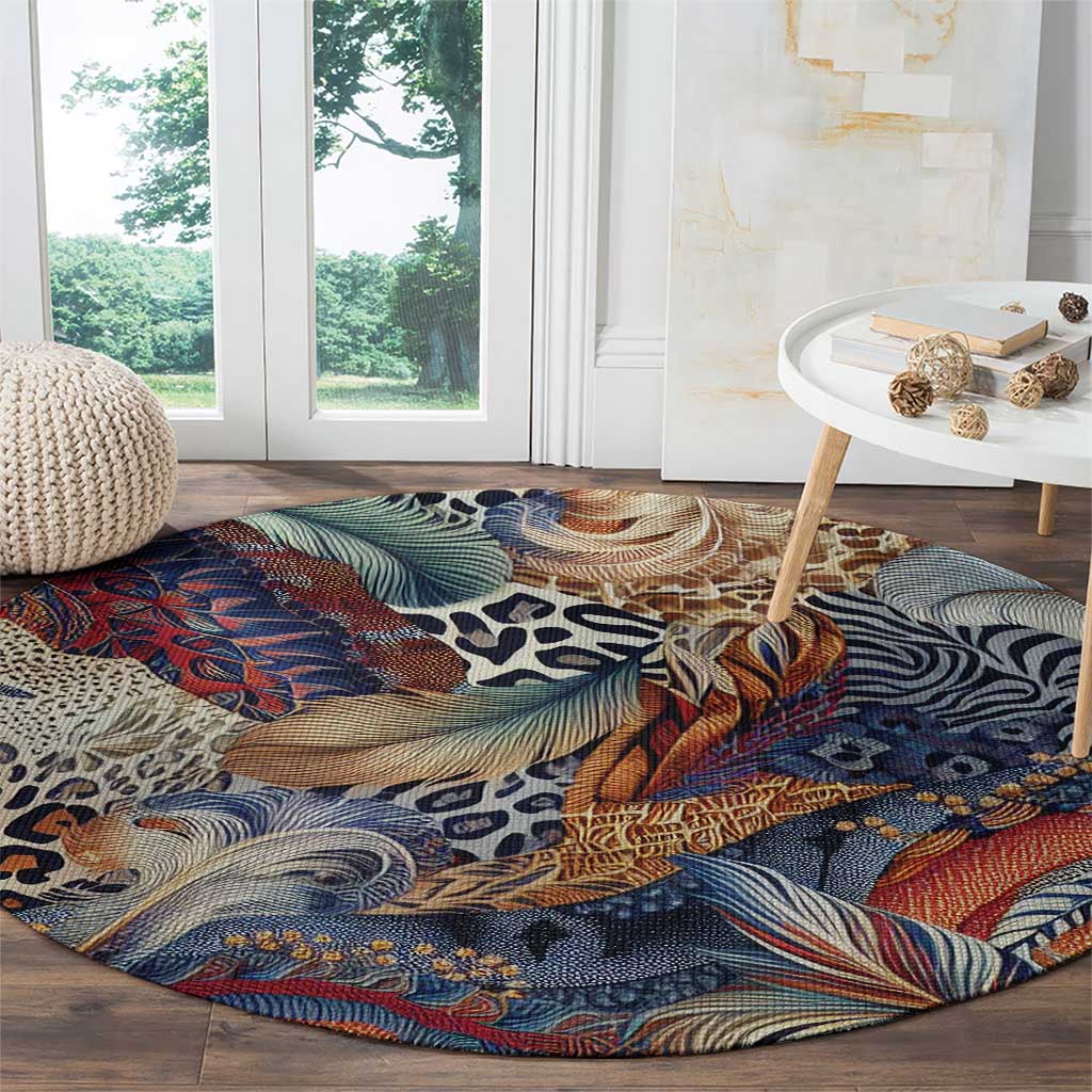 Wild Animal Skins Round Carpet Unique Leopard Zebra And Snake Patterns - Wonder Print Shop