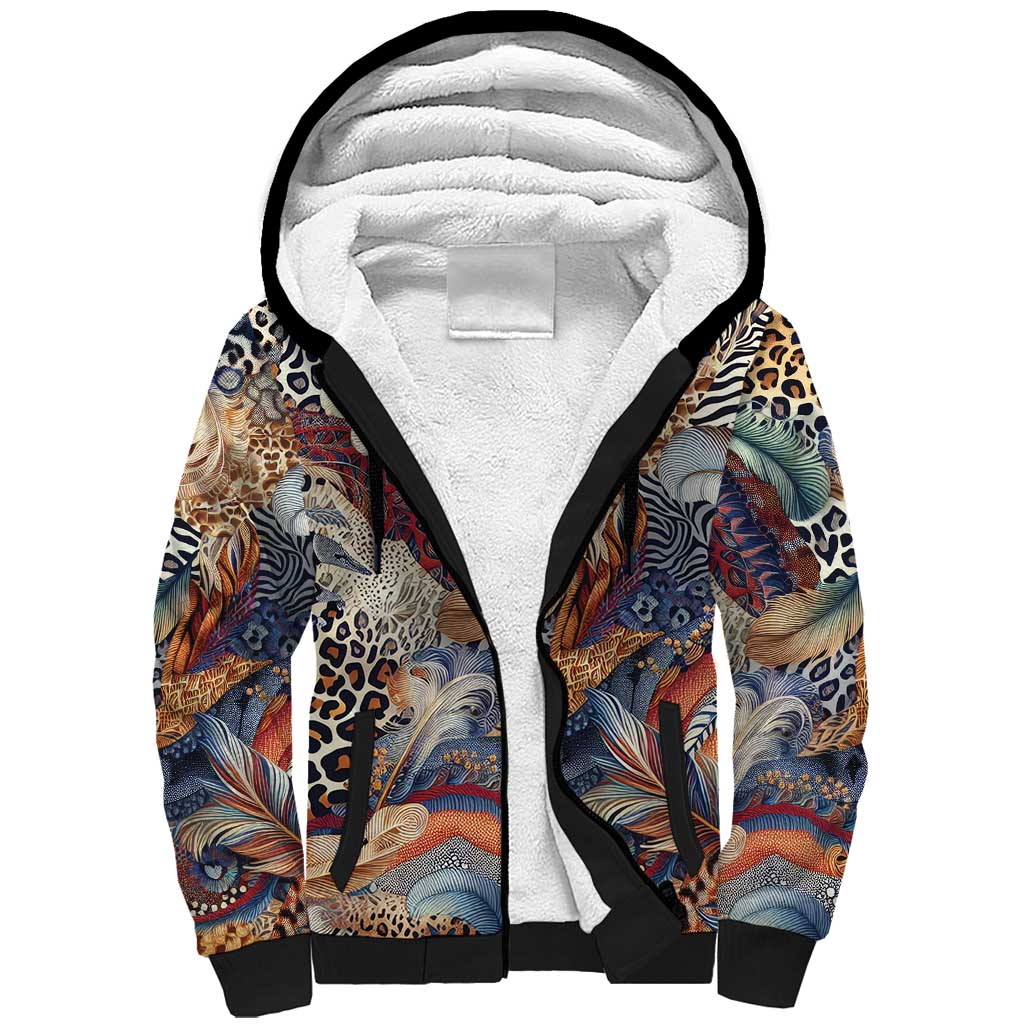 Wild Animal Skins Sherpa Hoodie Unique Leopard Zebra And Snake Patterns - Wonder Print Shop