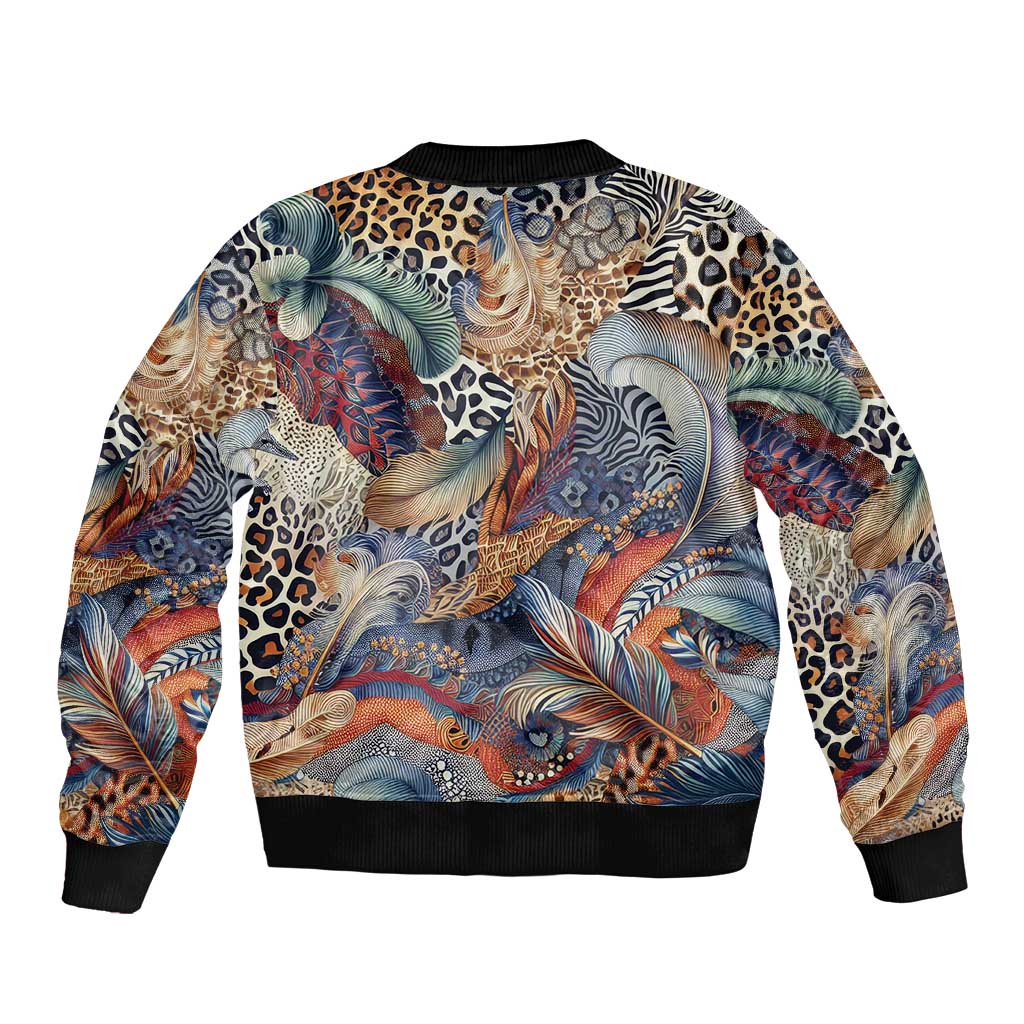 Wild Animal Skins Sleeve Zip Bomber Jacket Unique Leopard Zebra And Snake Patterns - Wonder Print Shop