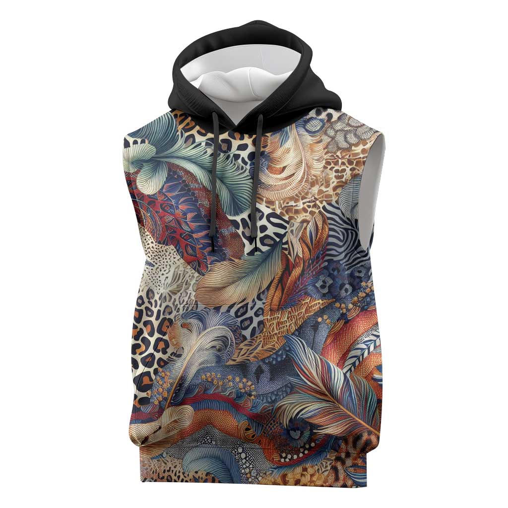 Wild Animal Skins Sleeveless Hoodie Unique Leopard Zebra And Snake Patterns - Wonder Print Shop