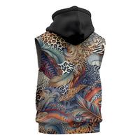 Wild Animal Skins Sleeveless Hoodie Unique Leopard Zebra And Snake Patterns - Wonder Print Shop