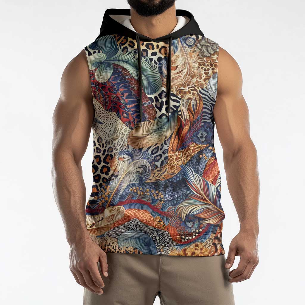 Wild Animal Skins Sleeveless Hoodie Unique Leopard Zebra And Snake Patterns - Wonder Print Shop