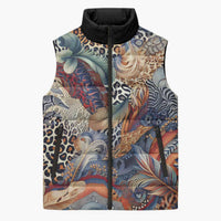 Wild Animal Skins Sleeveless Puffer Jacket Unique Leopard Zebra And Snake Patterns - Wonder Print Shop