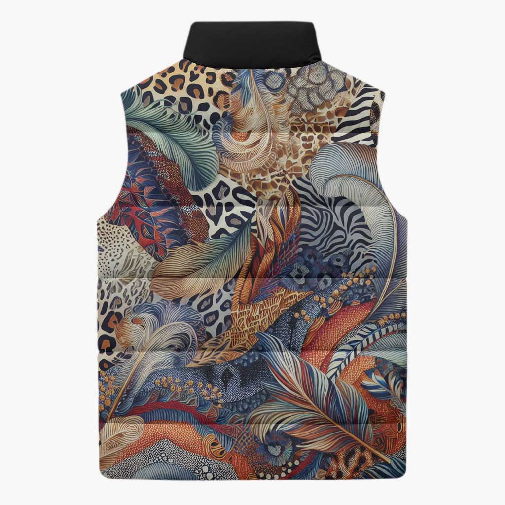 Wild Animal Skins Sleeveless Puffer Jacket Unique Leopard Zebra And Snake Patterns - Wonder Print Shop