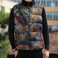 Wild Animal Skins Sleeveless Puffer Jacket Unique Leopard Zebra And Snake Patterns - Wonder Print Shop