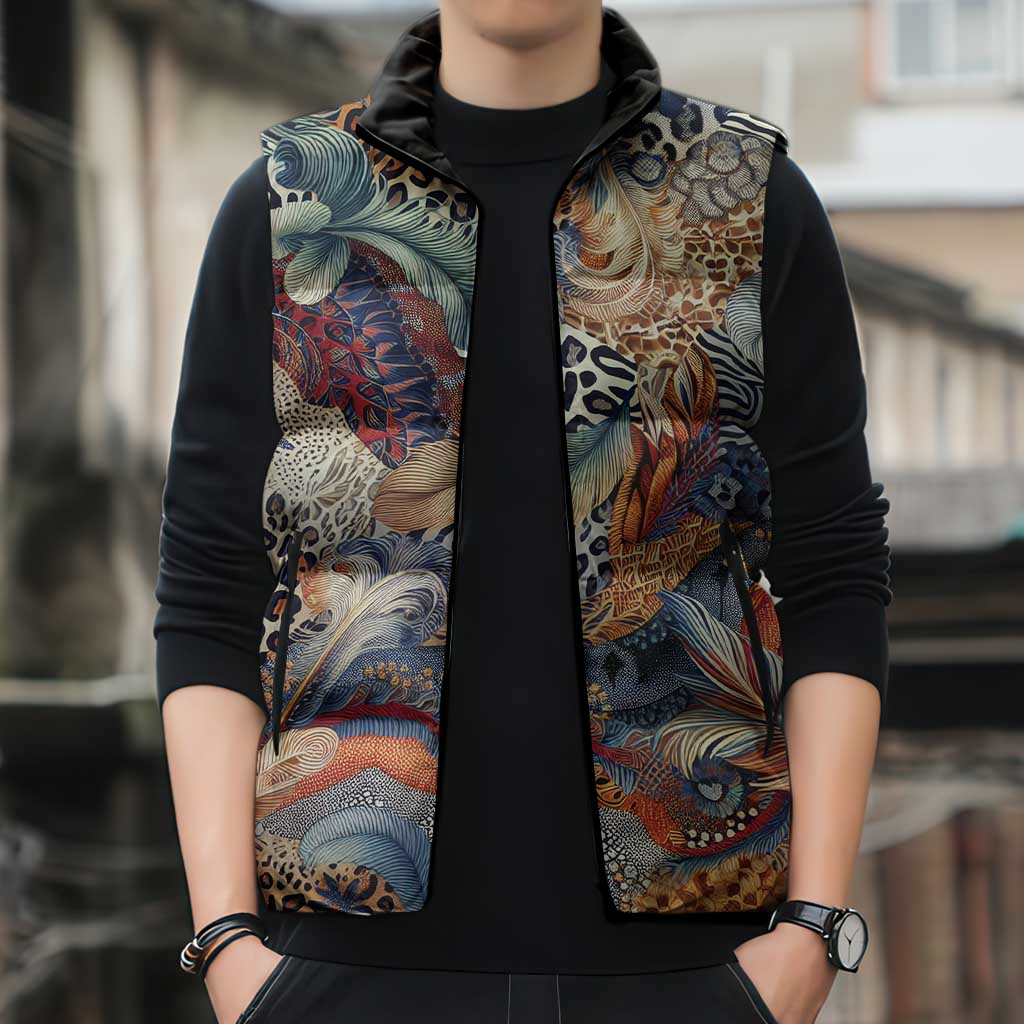 Wild Animal Skins Sleeveless Puffer Jacket Unique Leopard Zebra And Snake Patterns - Wonder Print Shop
