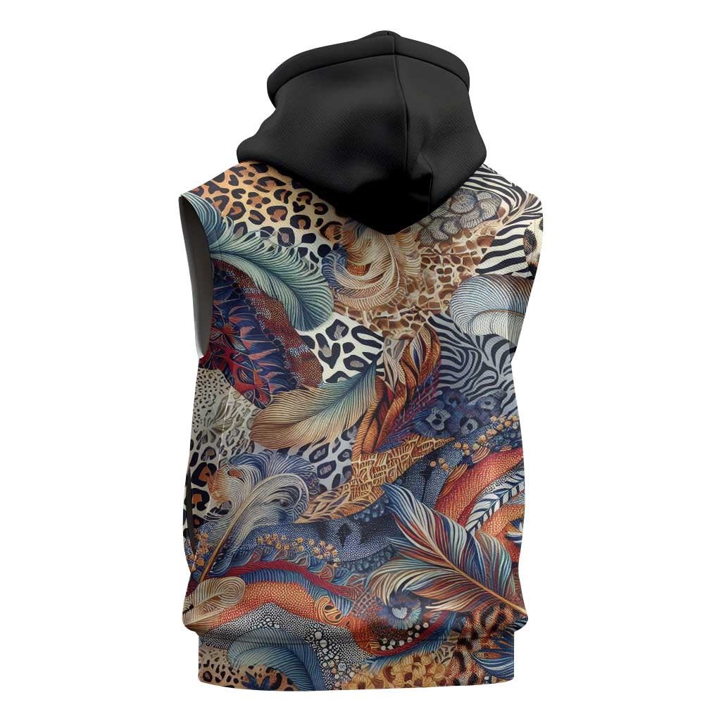 Wild Animal Skins Sleeveless Zip Hoodie Unique Leopard Zebra And Snake Patterns - Wonder Print Shop