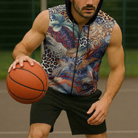 Wild Animal Skins Sleeveless Zip Hoodie Unique Leopard Zebra And Snake Patterns - Wonder Print Shop