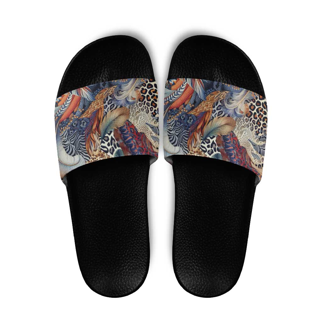 Wild Animal Skins Slide Sandals Unique Leopard Zebra And Snake Patterns - Wonder Print Shop