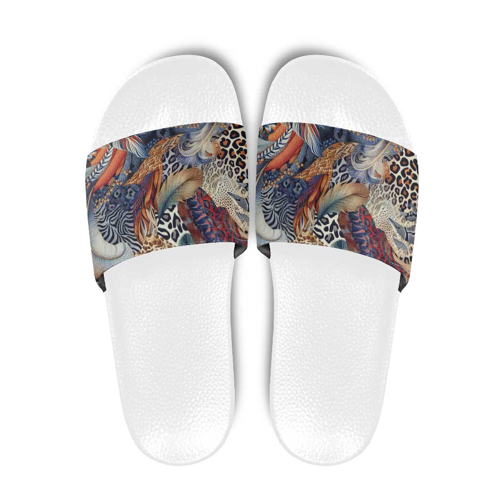 Wild Animal Skins Slide Sandals Unique Leopard Zebra And Snake Patterns - Wonder Print Shop