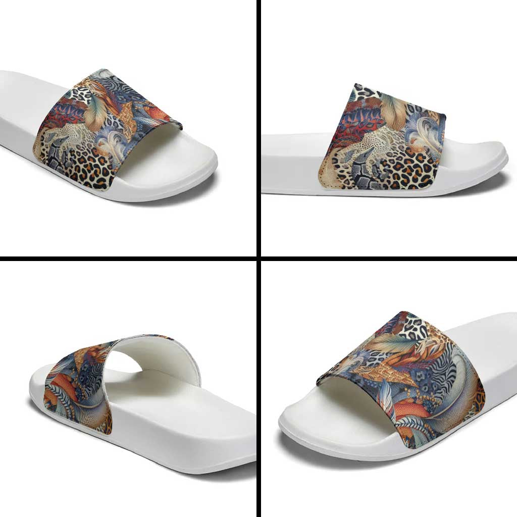 Wild Animal Skins Slide Sandals Unique Leopard Zebra And Snake Patterns - Wonder Print Shop
