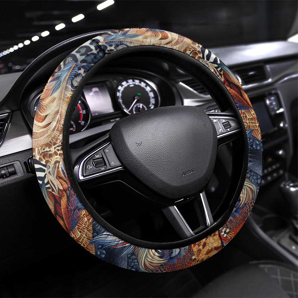 Wild Animal Skins Steering Wheel Cover Unique Leopard Zebra And Snake Patterns - Wonder Print Shop