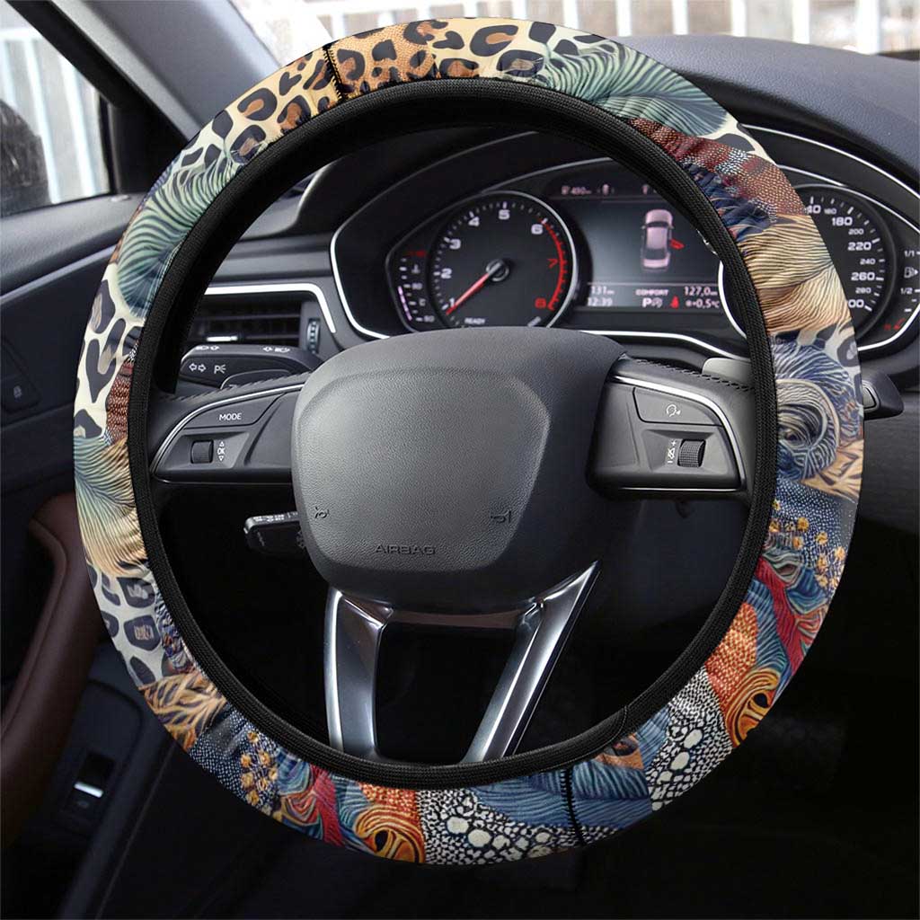 Wild Animal Skins Steering Wheel Cover Unique Leopard Zebra And Snake Patterns - Wonder Print Shop