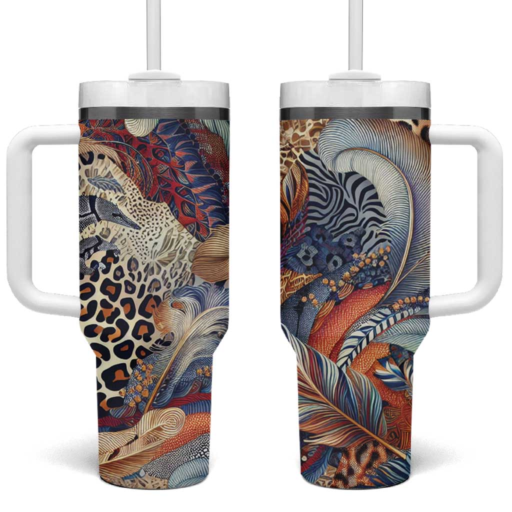 Wild Animal Skins Tumbler With Handle Unique Leopard Zebra And Snake Patterns - Wonder Print Shop