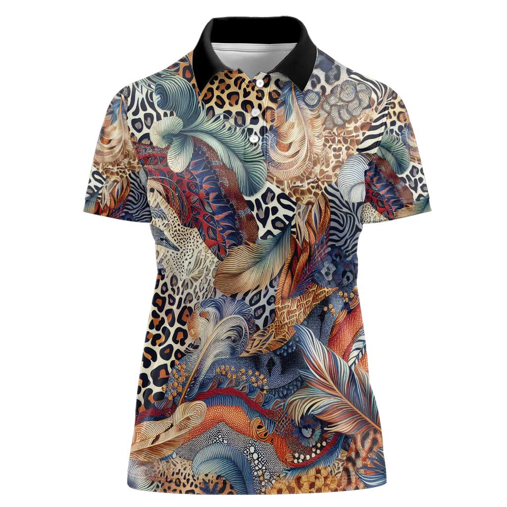 Wild Animal Skins Women Polo Shirt Unique Leopard Zebra And Snake Patterns - Wonder Print Shop