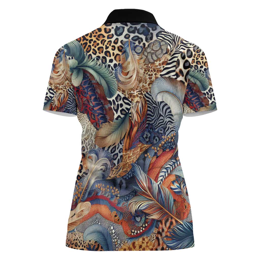 Wild Animal Skins Women Polo Shirt Unique Leopard Zebra And Snake Patterns - Wonder Print Shop