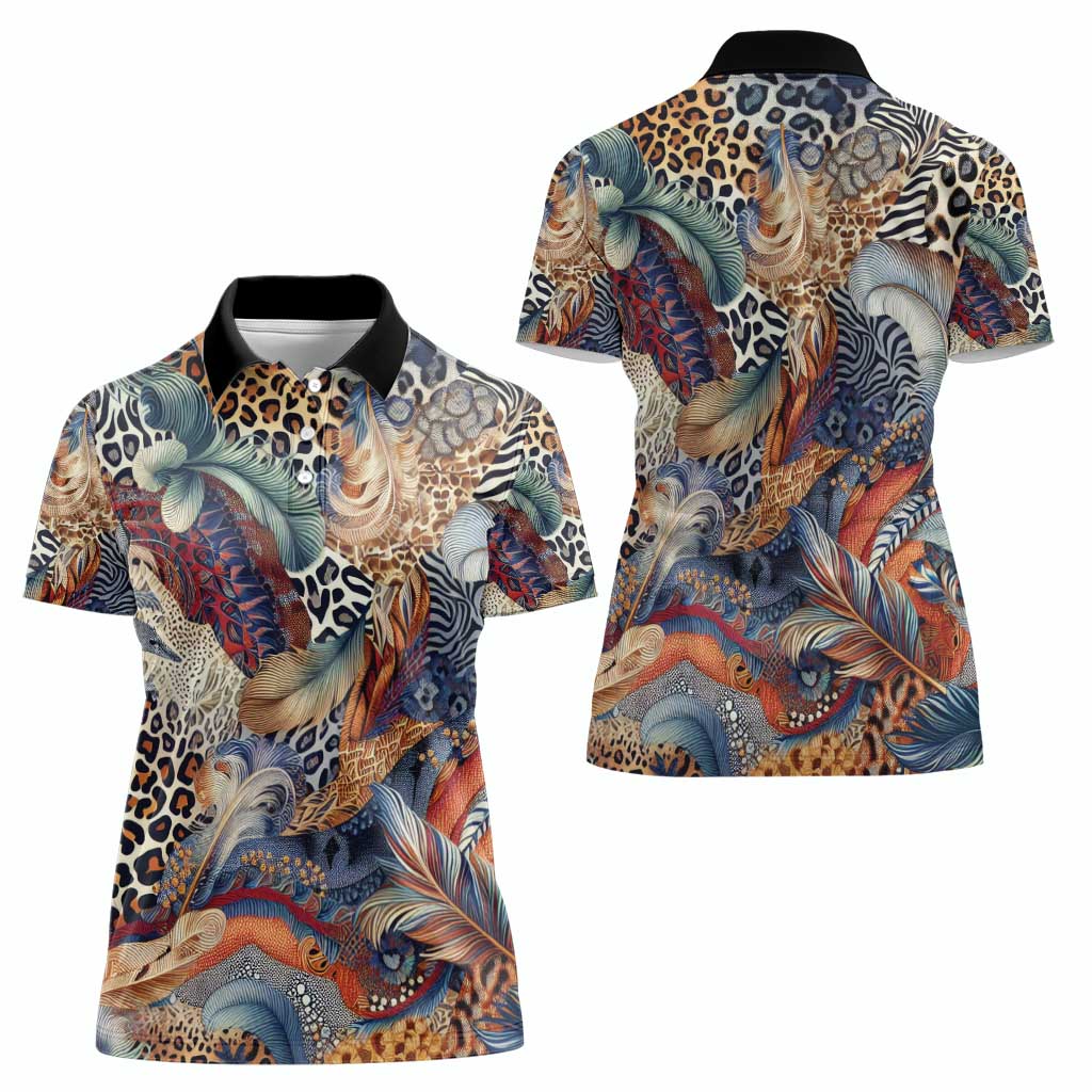 Wild Animal Skins Women Polo Shirt Unique Leopard Zebra And Snake Patterns - Wonder Print Shop