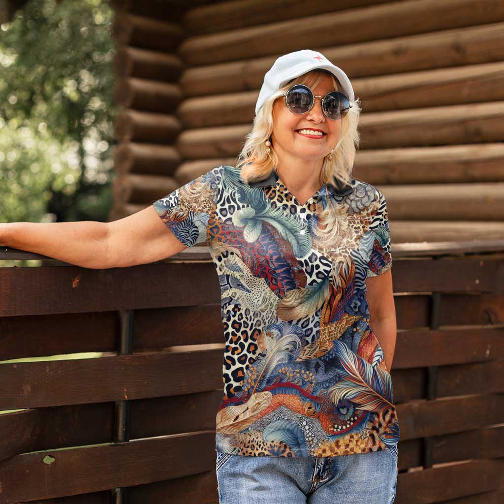Wild Animal Skins Women Polo Shirt Unique Leopard Zebra And Snake Patterns - Wonder Print Shop