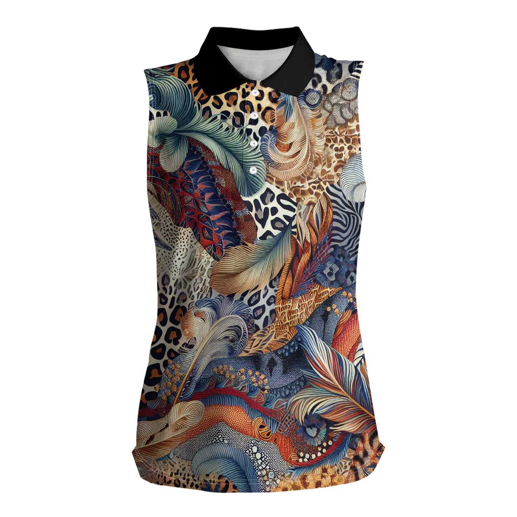 Wild Animal Skins Women Sleeveless Polo Shirt Unique Leopard Zebra And Snake Patterns - Wonder Print Shop