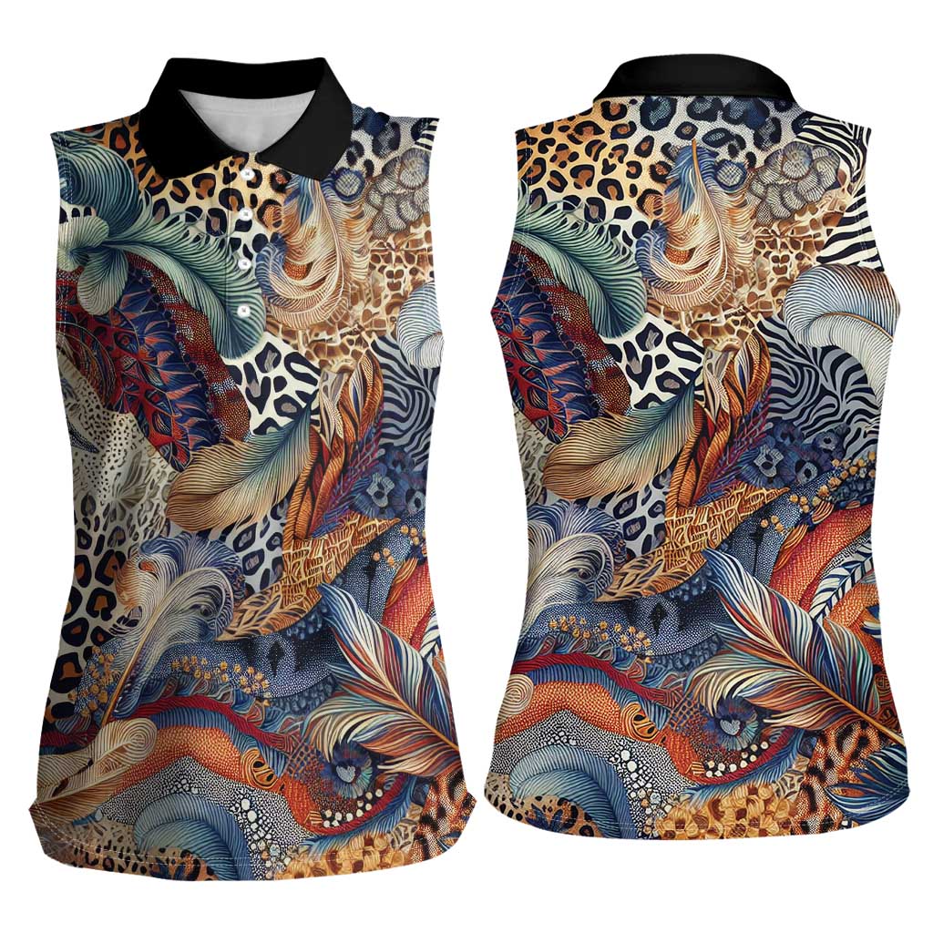 Wild Animal Skins Women Sleeveless Polo Shirt Unique Leopard Zebra And Snake Patterns - Wonder Print Shop