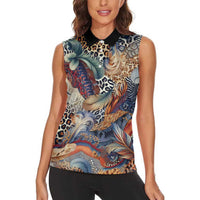Wild Animal Skins Women Sleeveless Polo Shirt Unique Leopard Zebra And Snake Patterns - Wonder Print Shop