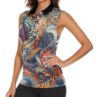 Wild Animal Skins Women Sleeveless Polo Shirt Unique Leopard Zebra And Snake Patterns - Wonder Print Shop