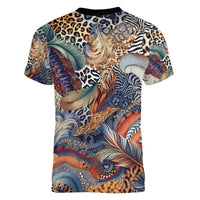 Wild Animal Skins Women V-Neck T-Shirt Unique Leopard Zebra And Snake Patterns - Wonder Print Shop