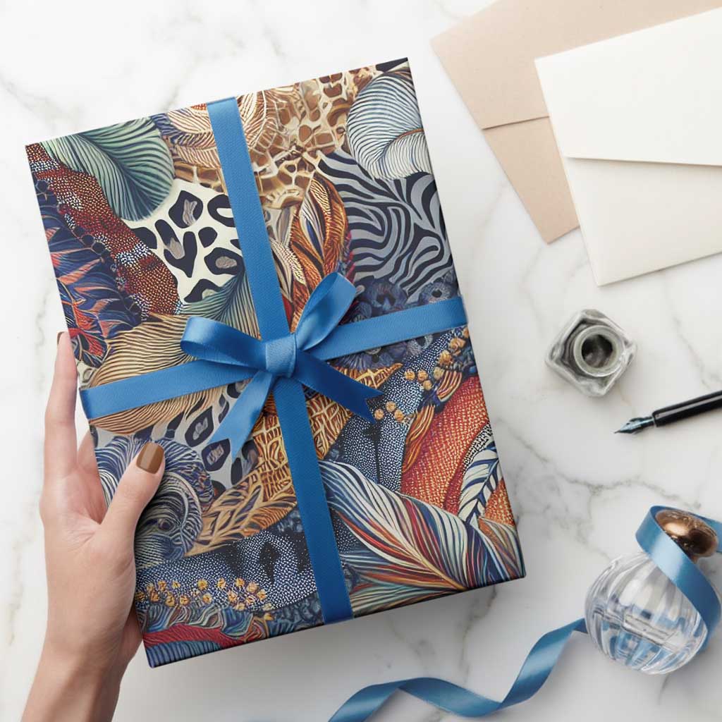 African Wild Animal Skins Wrapping Paper Unique Leopard Zebra And Snake Patterns - Wonder Print Shop
