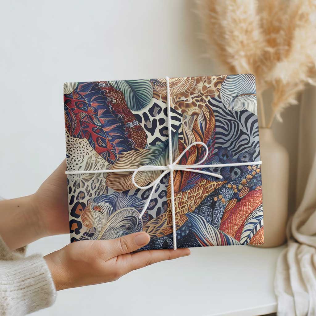African Wild Animal Skins Wrapping Paper Unique Leopard Zebra And Snake Patterns - Wonder Print Shop
