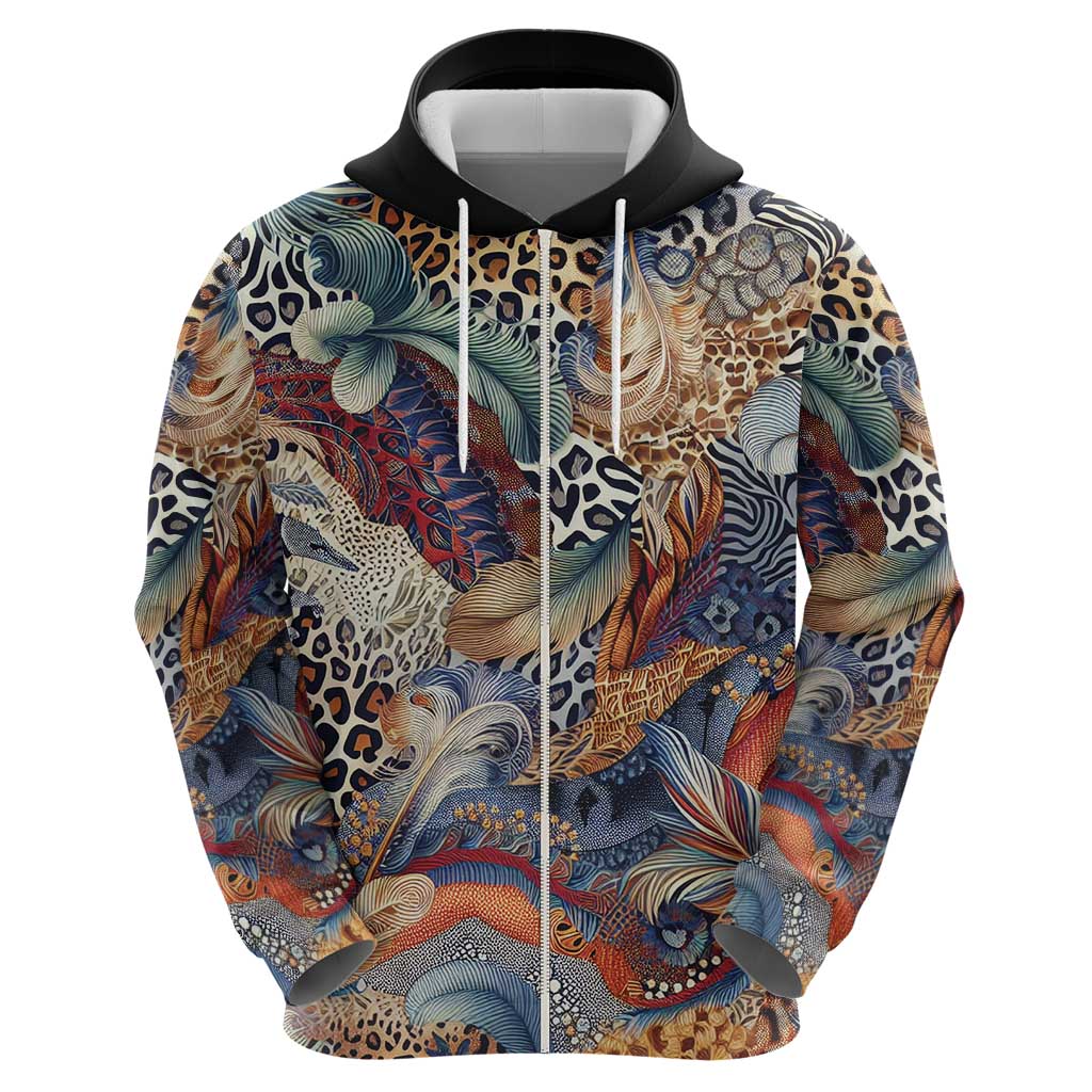 Wild Animal Skins Zip Hoodie Unique Leopard Zebra And Snake Patterns - Wonder Print Shop