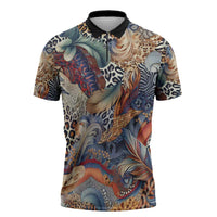 Wild Animal Skins Zipper Polo Shirt Unique Leopard Zebra And Snake Patterns - Wonder Print Shop