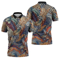 Wild Animal Skins Zipper Polo Shirt Unique Leopard Zebra And Snake Patterns - Wonder Print Shop