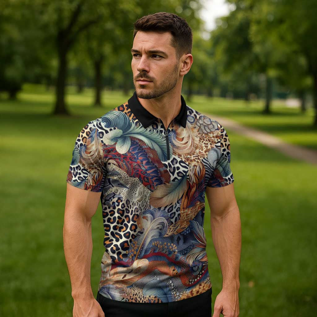 Wild Animal Skins Zipper Polo Shirt Unique Leopard Zebra And Snake Patterns - Wonder Print Shop