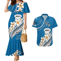 Bula Fiji Couples Matching Mermaid Dress and Hawaiian Shirt Kava Bowl Tapa Tribal LT9 - Wonder Print Shop