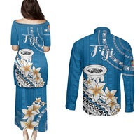 Bula Fiji Couples Matching Puletasi Dress and Long Sleeve Button Shirts Kava Bowl Tapa Tribal LT9 - Wonder Print Shop