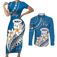 Bula Fiji Couples Matching Short Sleeve Bodycon Dress and Long Sleeve Button Shirts Kava Bowl Tapa Tribal LT9 - Wonder Print Shop