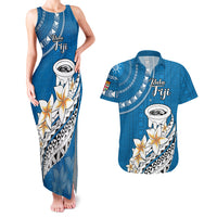 Bula Fiji Couples Matching Tank Maxi Dress and Hawaiian Shirt Kava Bowl Tapa Tribal LT9 - Wonder Print Shop