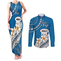 Bula Fiji Couples Matching Tank Maxi Dress and Long Sleeve Button Shirts Kava Bowl Tapa Tribal LT9 - Wonder Print Shop