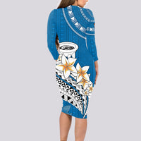 Bula Fiji Long Sleeve Bodycon Dress Kava Bowl Tapa Tribal - Wonder Print Shop