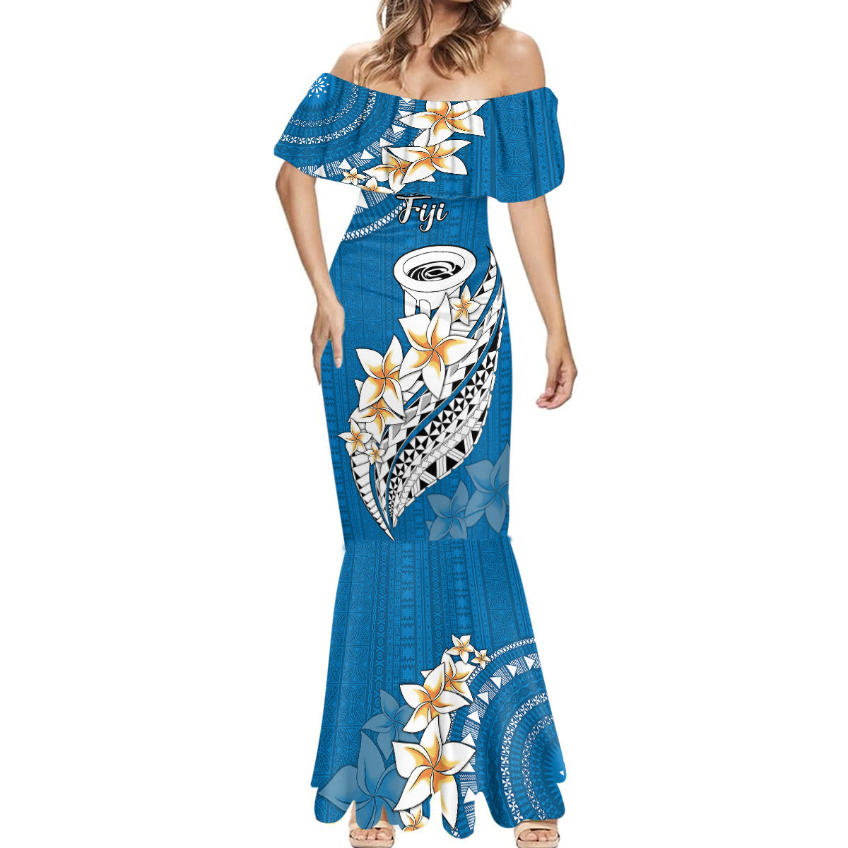 Bula Fiji Mermaid Dress Kava Bowl Tapa Tribal - Wonder Print Shop