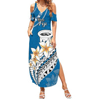 Bula Fiji Summer Maxi Dress Kava Bowl Tapa Tribal - Wonder Print Shop