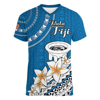 Bula Fiji Women V Neck T Shirt Kava Bowl Tapa Tribal - Wonder Print Shop