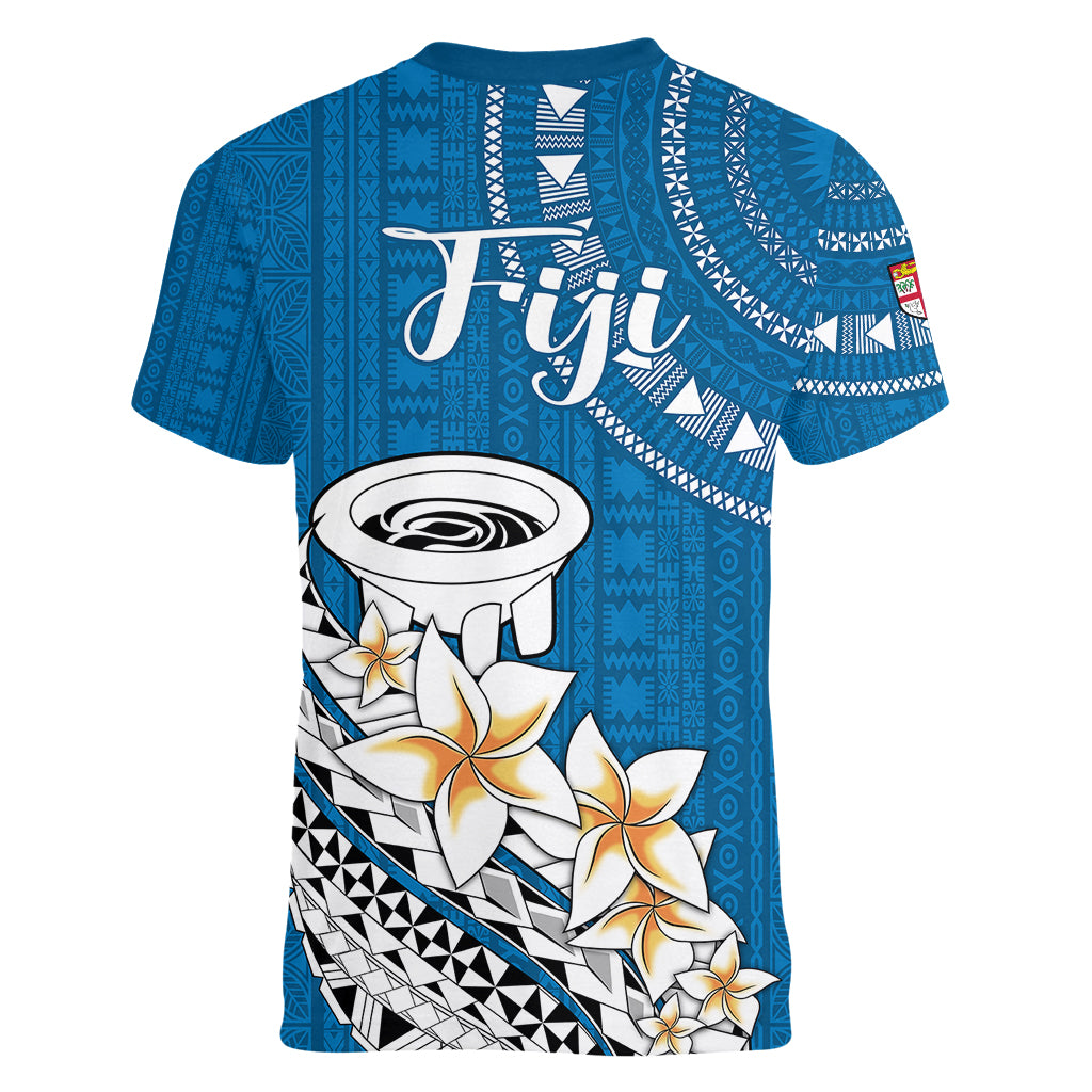 Bula Fiji Women V Neck T Shirt Kava Bowl Tapa Tribal - Wonder Print Shop