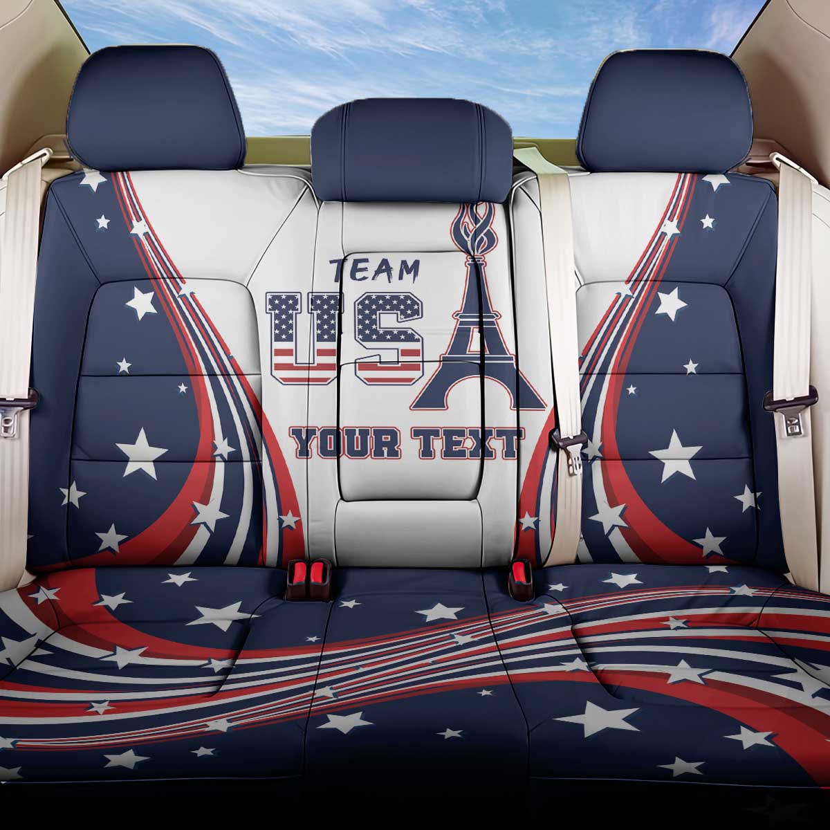 Personalized USA Make America Strong Again Back Car Seat Cover Go Paris 2024 LT9 - Wonder Print Shop