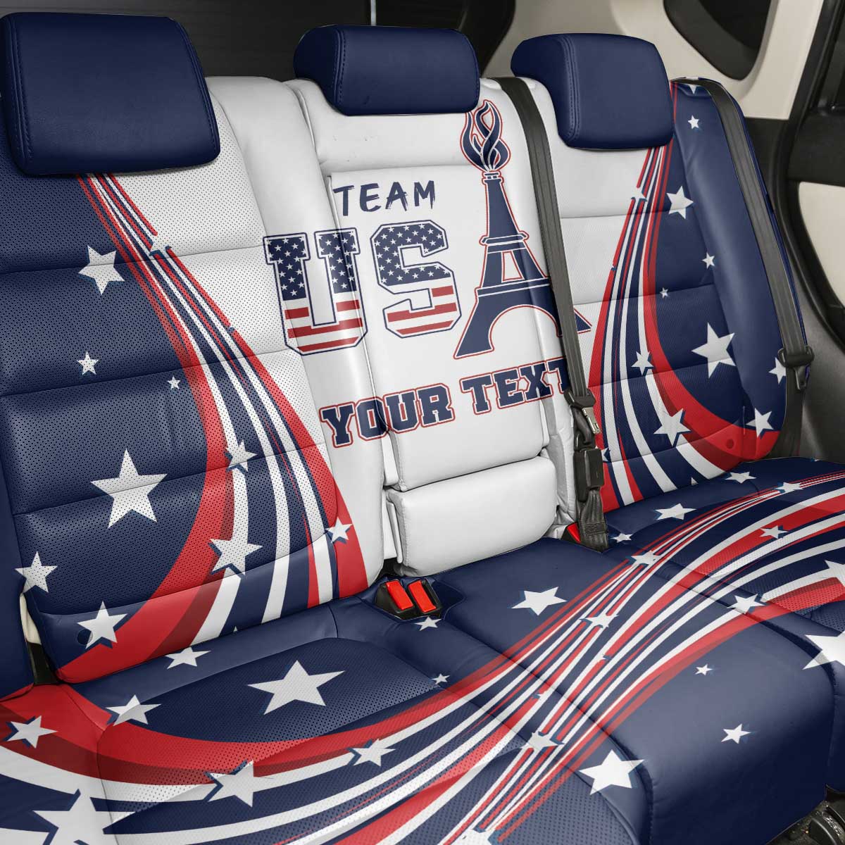 Personalized USA Make America Strong Again Back Car Seat Cover Go Paris 2024 LT9 - Wonder Print Shop