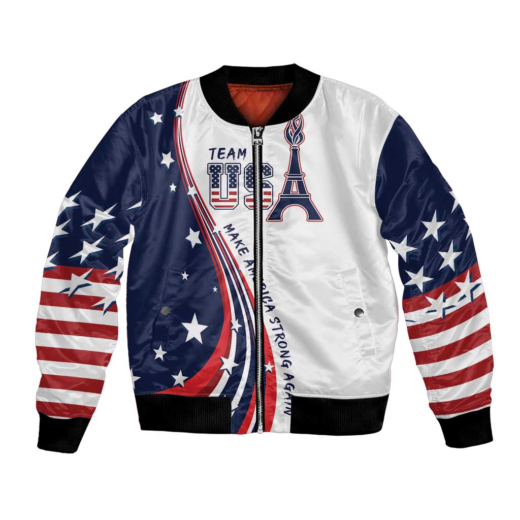 Personalized USA Make America Strong Again Bomber Jacket Go Paris 2024 LT9 - Wonder Print Shop