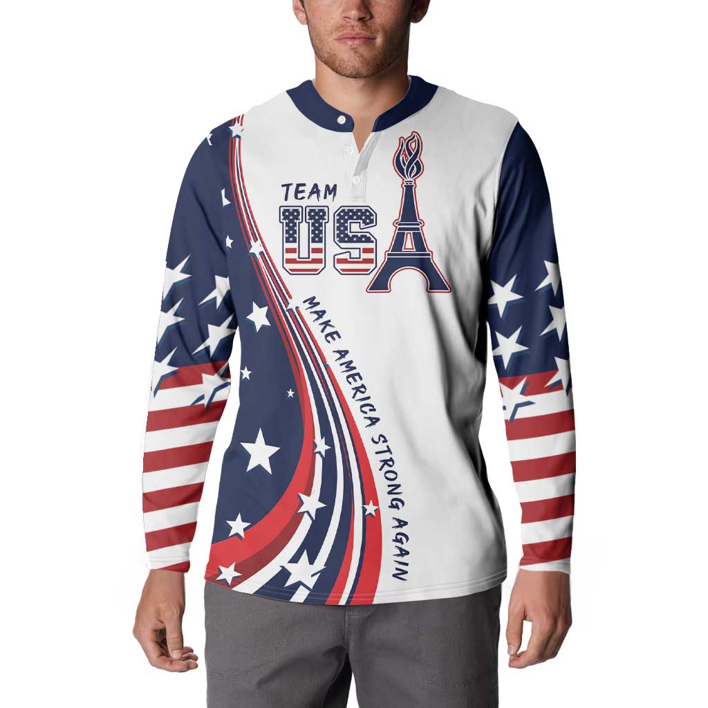 Personalized USA Make America Strong Again Button Sweatshirt Go Paris 2024 LT9 - Wonder Print Shop