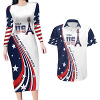 Personalized USA Make America Strong Again Couples Matching Long Sleeve Bodycon Dress and Hawaiian Shirt Go Paris 2024 LT9 - Wonder Print Shop
