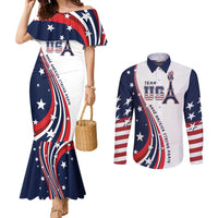 Personalized USA Make America Strong Again Couples Matching Mermaid Dress and Long Sleeve Button Shirt Go Paris 2024
